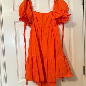 SHEIN Orange Puff Sleeve Dress